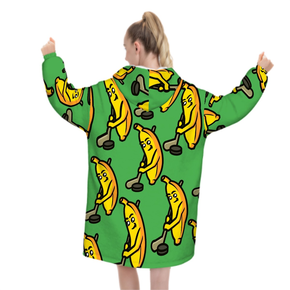 Adult Blanket Sweatshirt - Bananas for Hockey Green