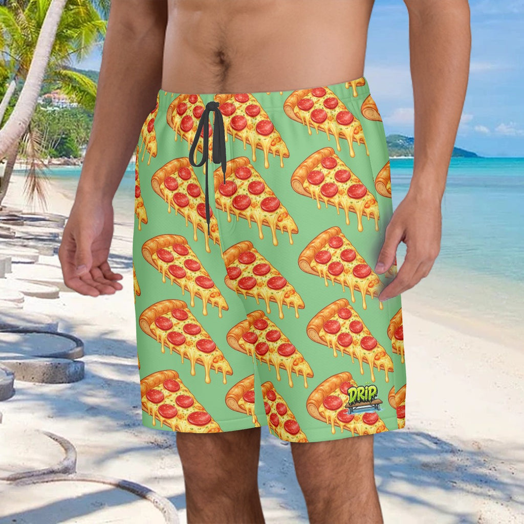 Men/Teen Swim Shorts - Pizza Green