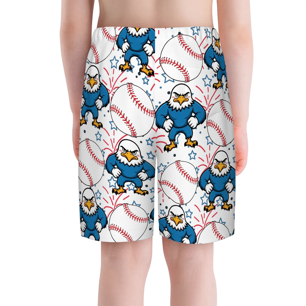 Youth Swim Shorts - Stars and Strikes White