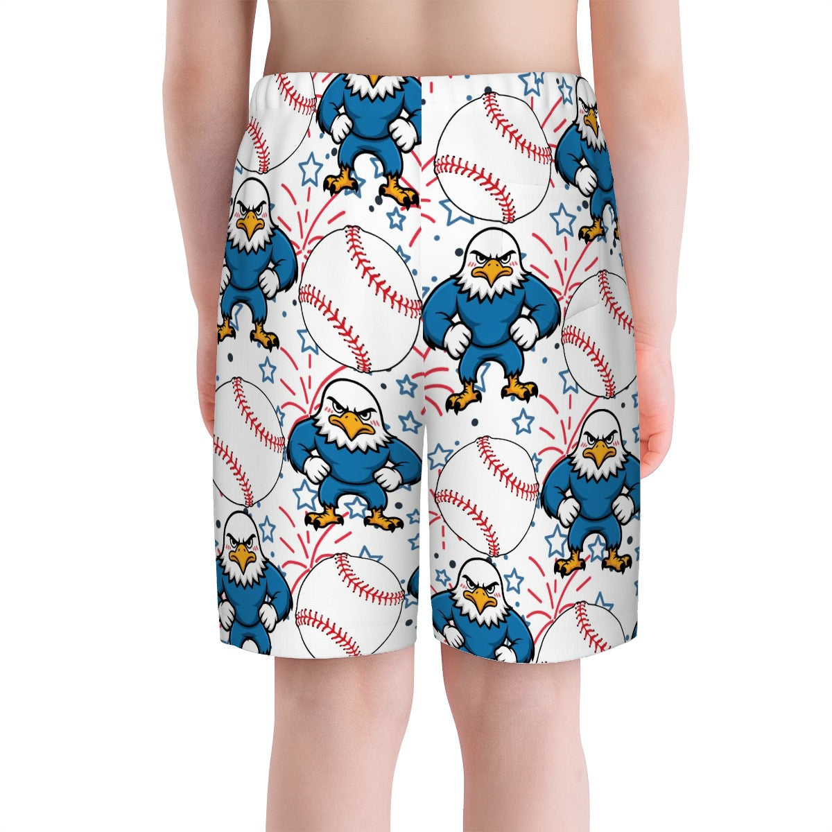 Youth Swim Shorts - Stars and Strikes White