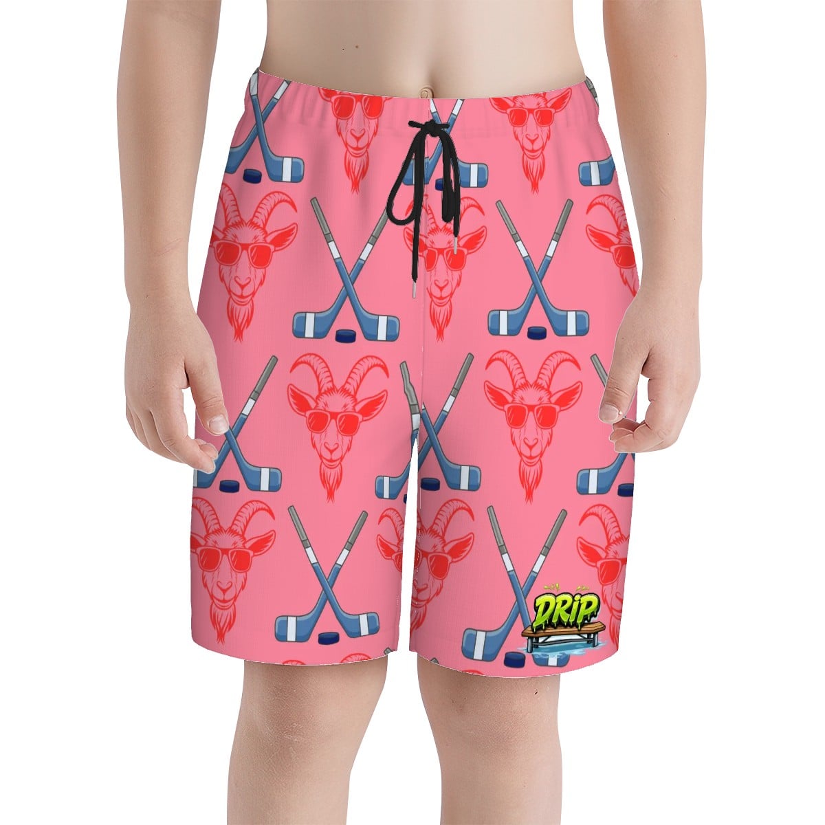 Youth Swim Shorts - Goated Hockey Pink