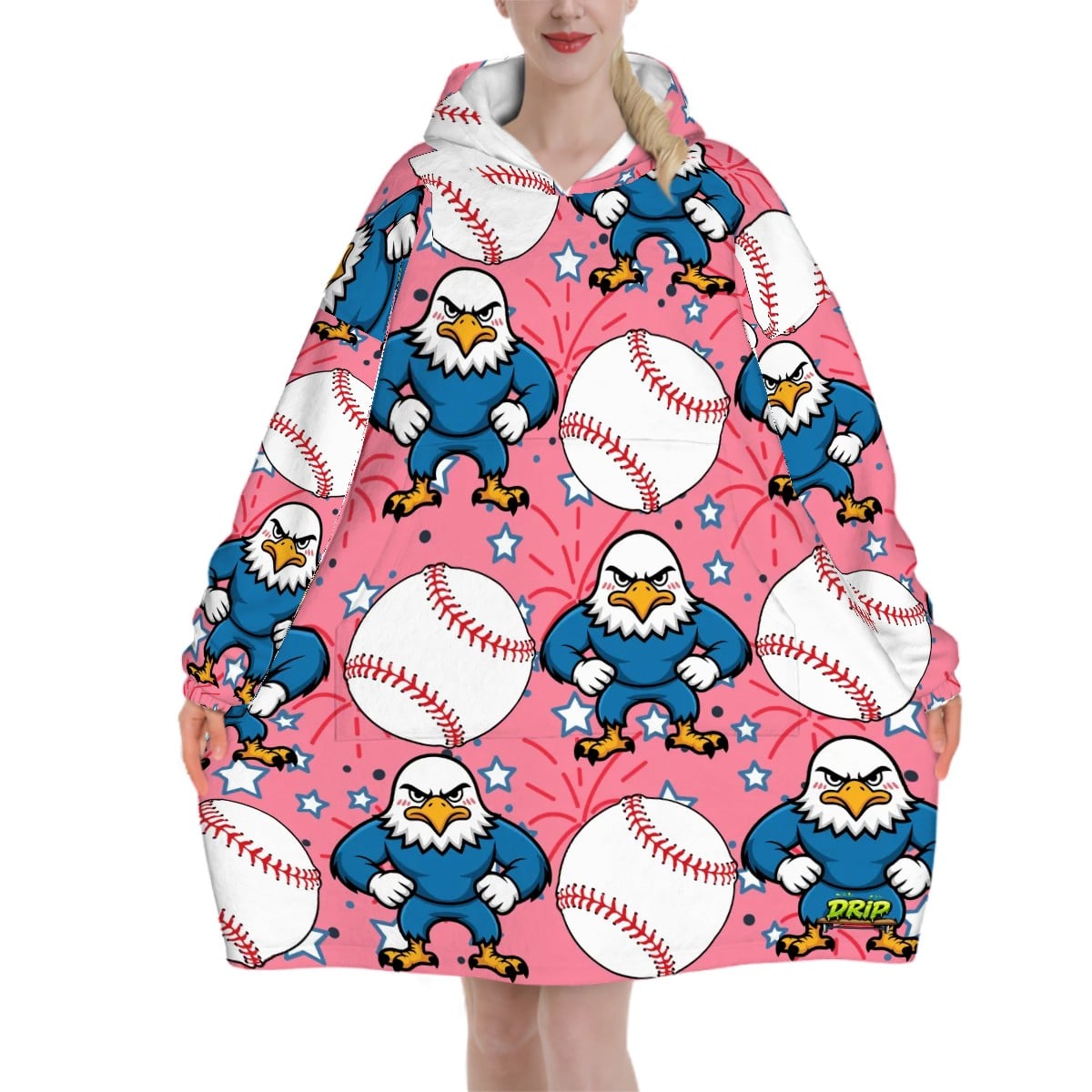Adult Blanket Sweatshirt - Stars and Strikes Pink