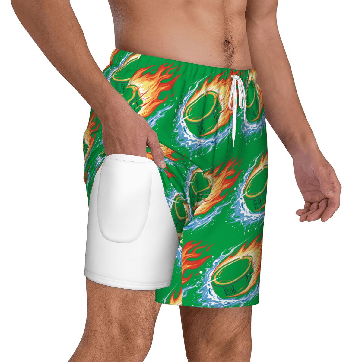 W2W Pro Mesh Hybrid Shorts - Flamin Hockey Pucks Green
