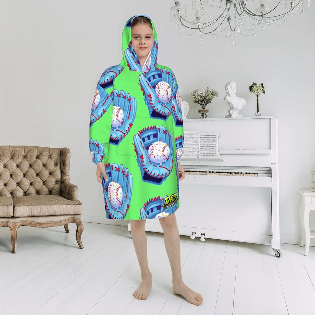 Youth Blanket Sweatshirt - Baseball Sprinkles Drip Hot Green