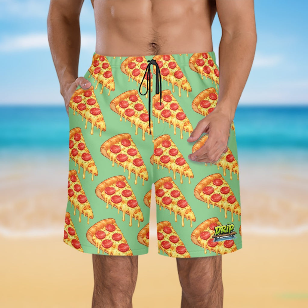 Men/Teen Swim Shorts - Pizza Green