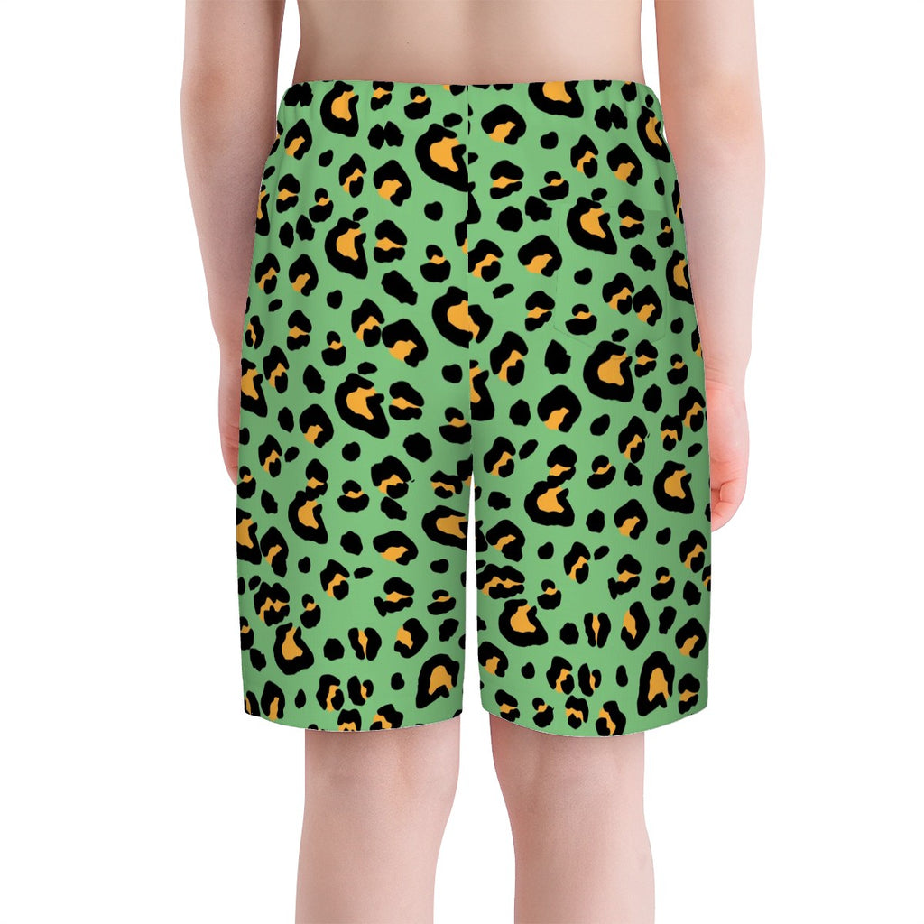 Youth Swim Shorts - Drip Bench Leopard Green