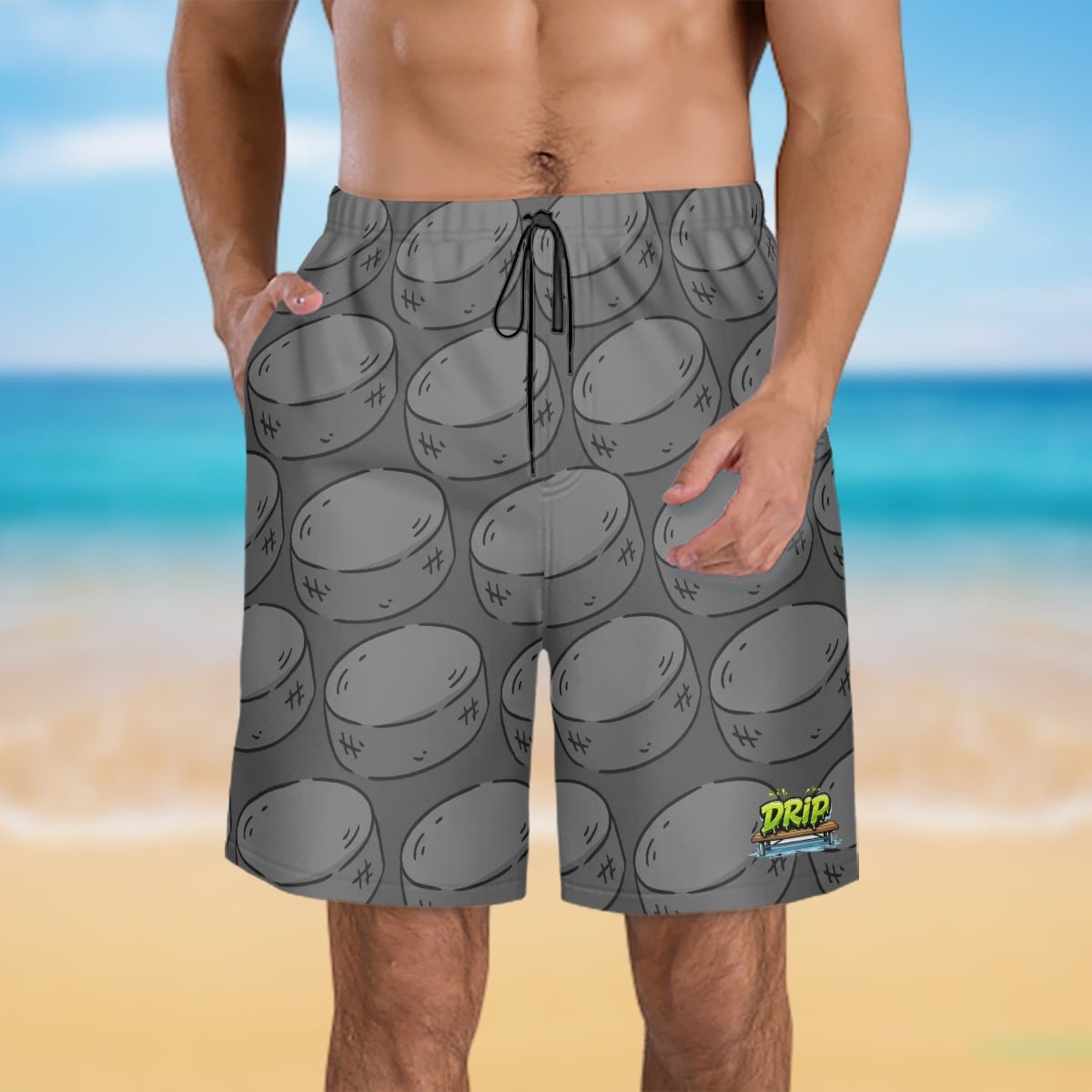 Men/Teen Swim Shorts - Grey Pucks Grey