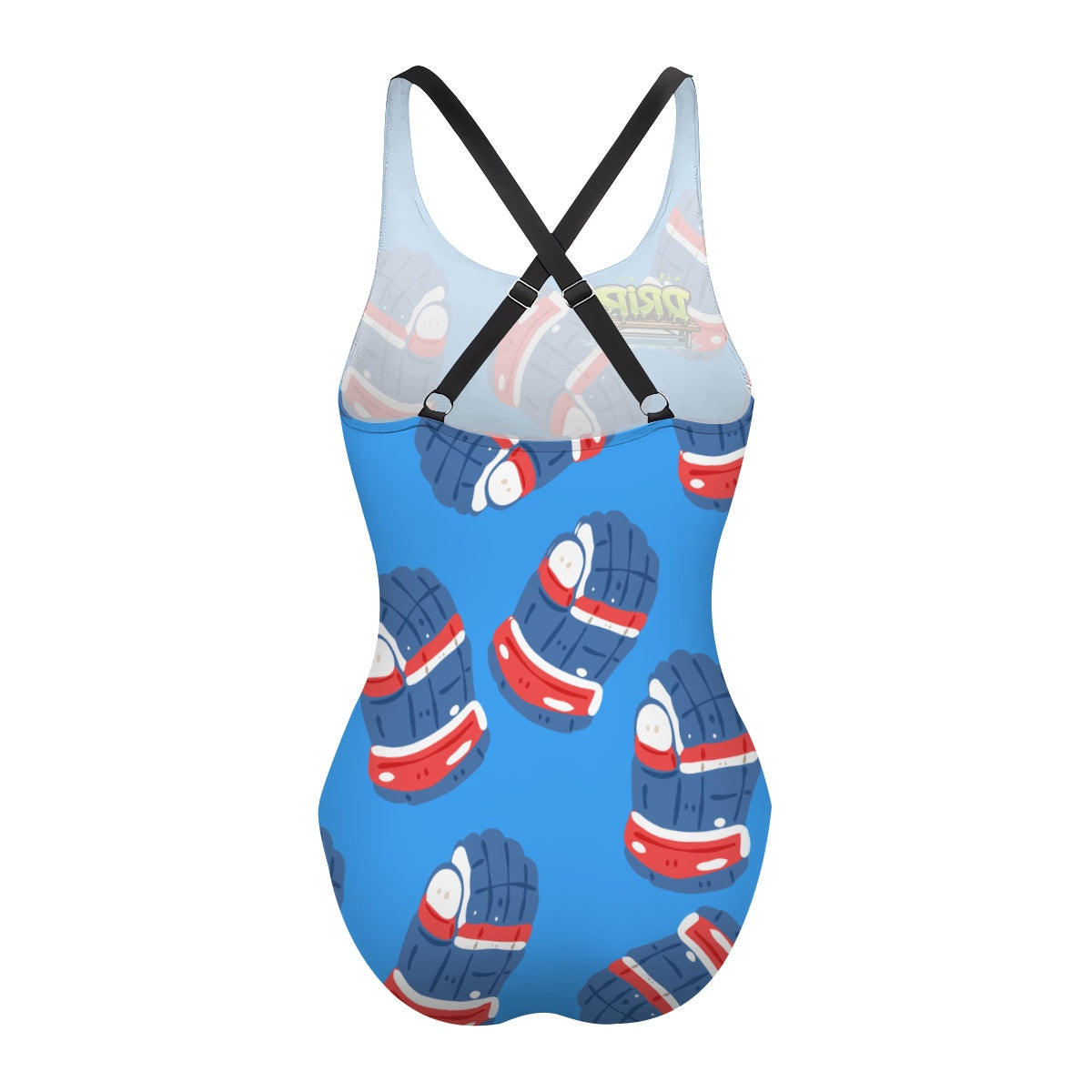 Cross-Back One Piece Swimsuit Women - Blue Hockey Gloves