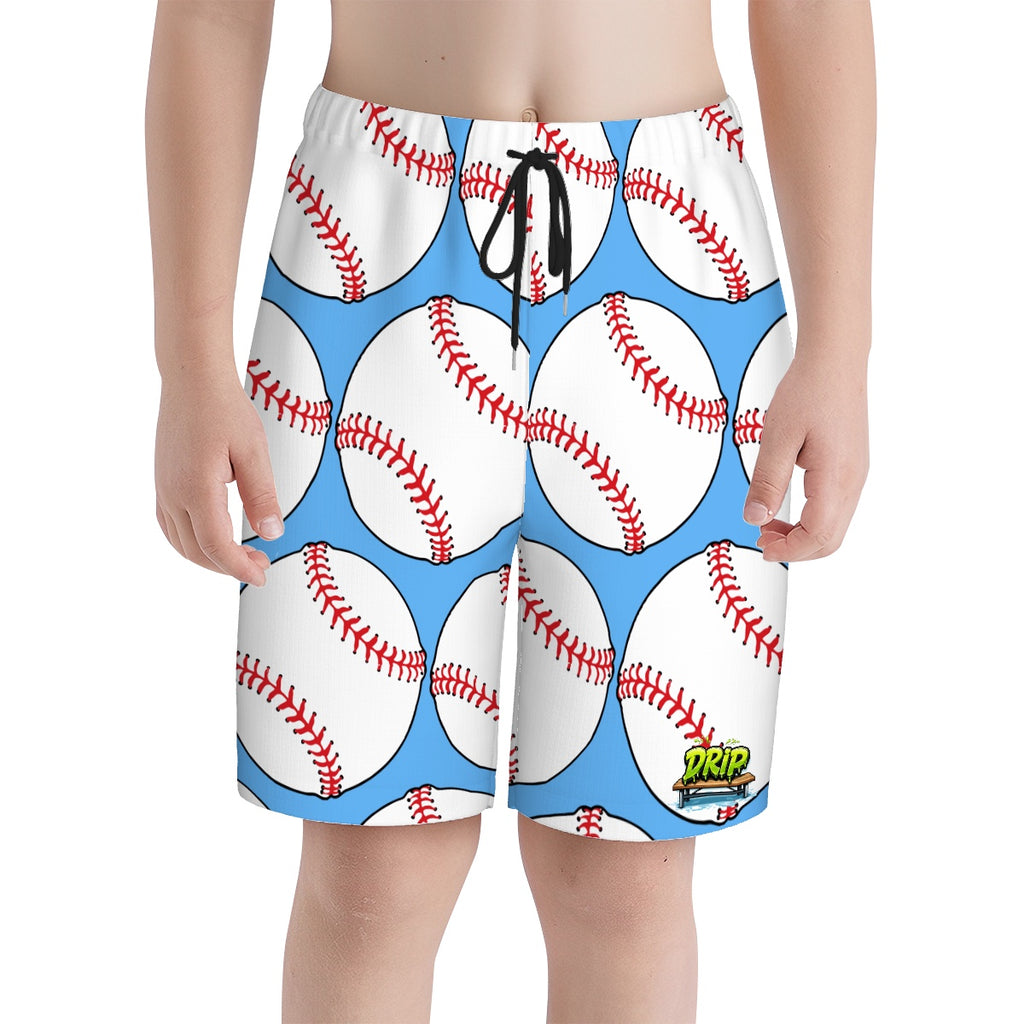 Youth Swim Shorts - Classic Baseball Blue