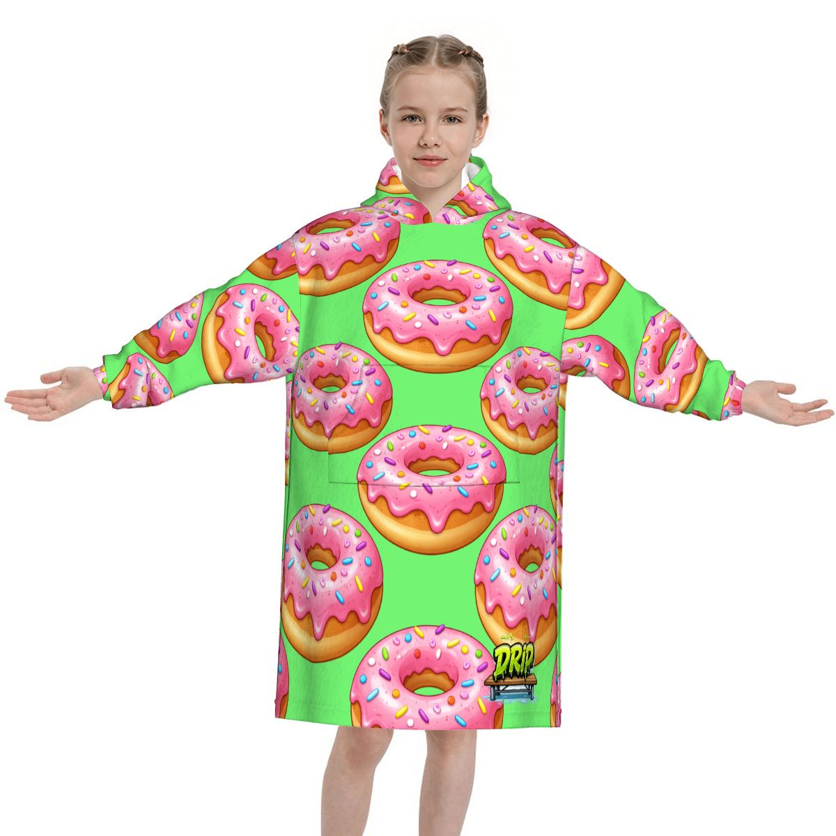 Youth Blanket Sweatshirt - Donut Drip Hot Green