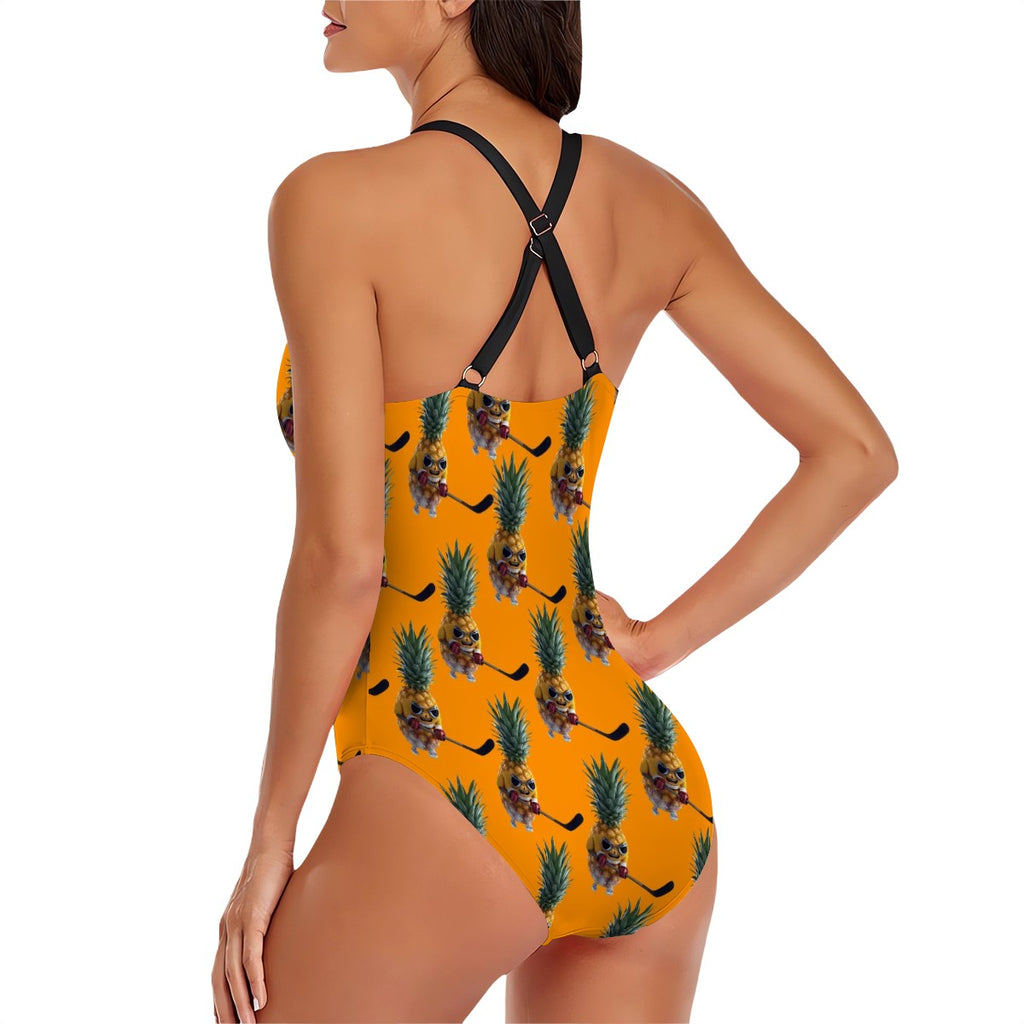 Cross-Back One Piece Swimsuit Women - Piney Snipes Orange