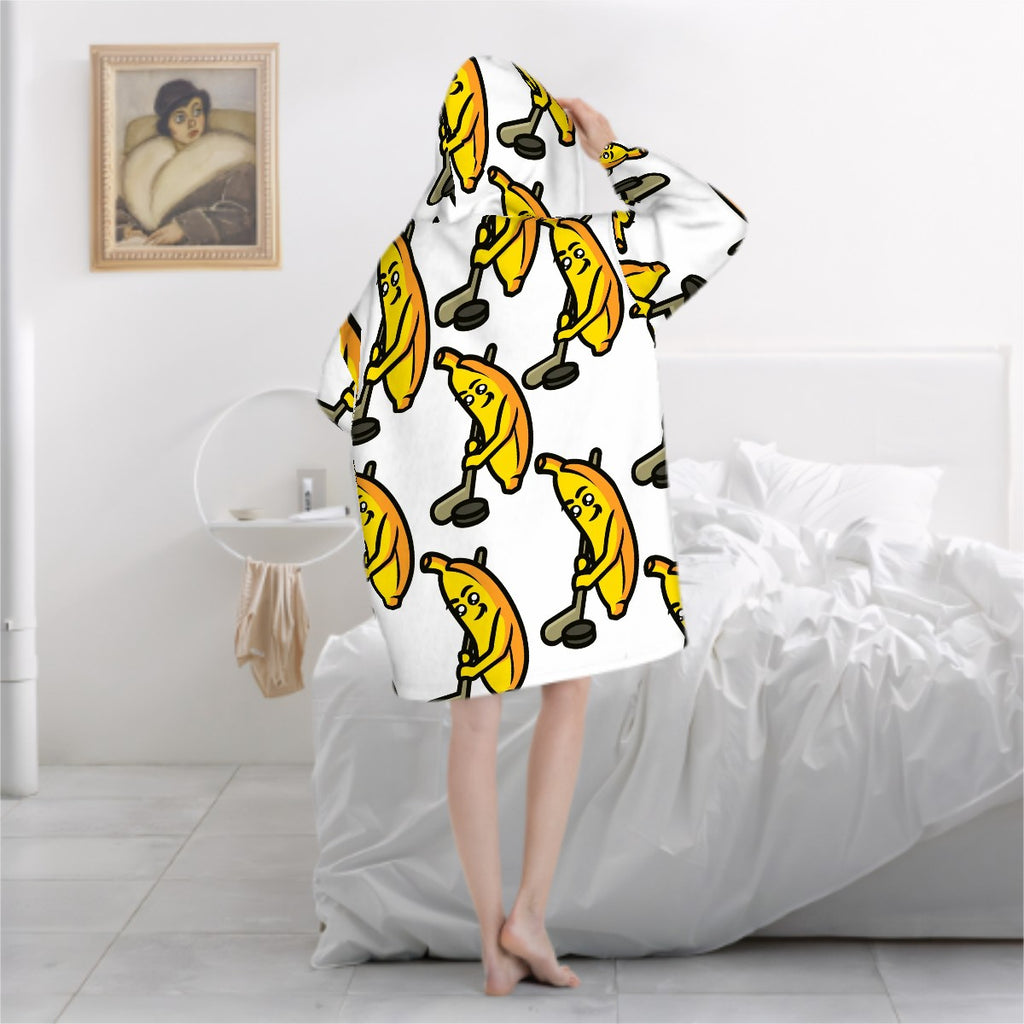 Adult Blanket Sweatshirt - Bananas for Hockey White