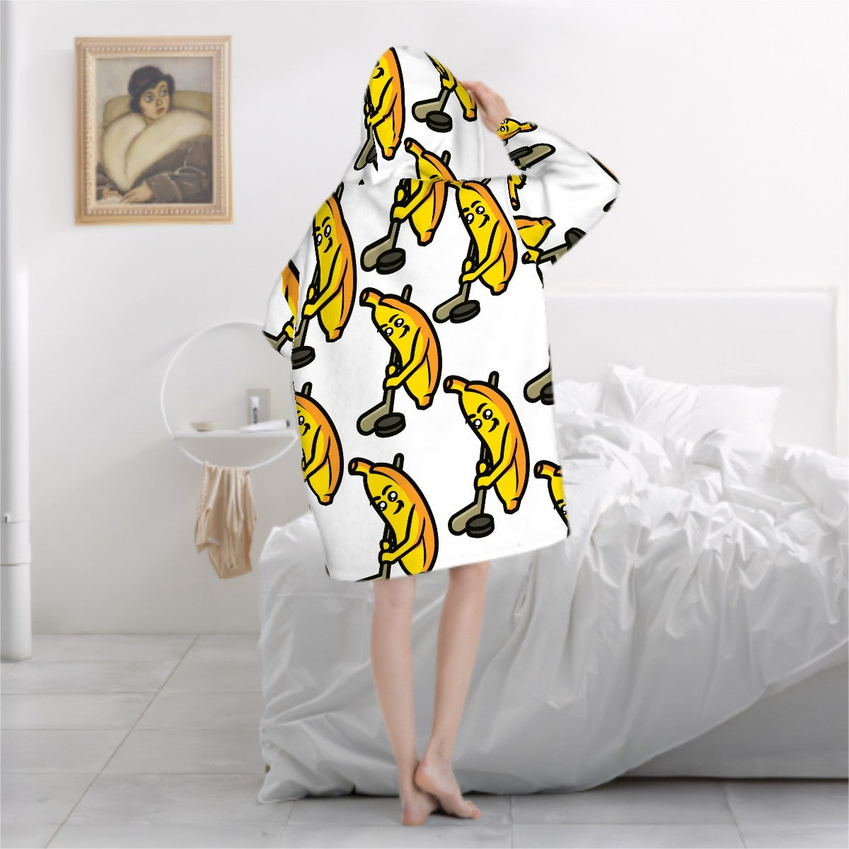 Adult Blanket Sweatshirt - Bananas for Hockey White