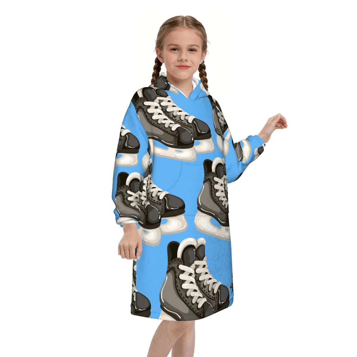 Youth Blanket Sweatshirt - Hockey Skates Blue
