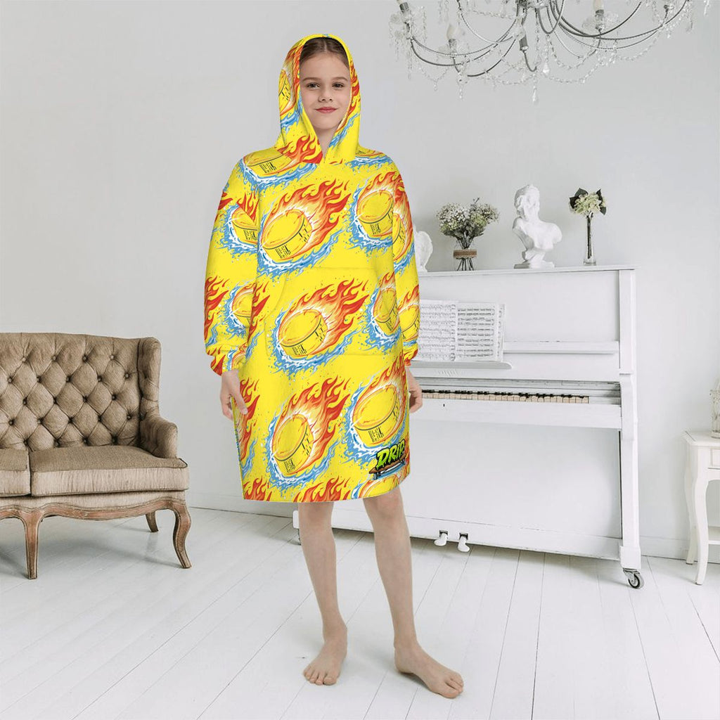 Youth Blanket Sweatshirt - Flamin Hockey Pucks Yellow
