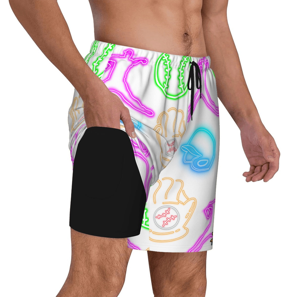 W2W Pro Mesh Hybrid Shorts - White Neon Lights