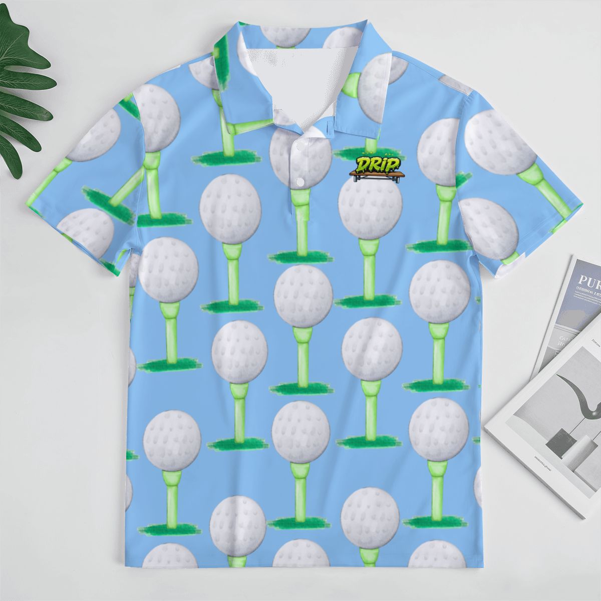 Uncle Golf Shirt - Golf Ball and Tee Ice Blue