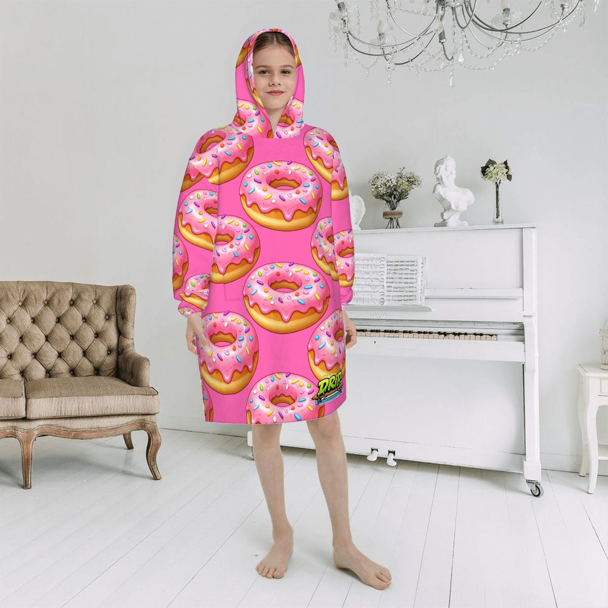 Youth Blanket Sweatshirt - Donut Drip Hot Pink