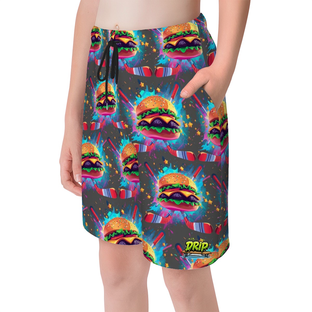 Youth Swim Shorts - Cheeseburger and Hockey Sauce Charcoal