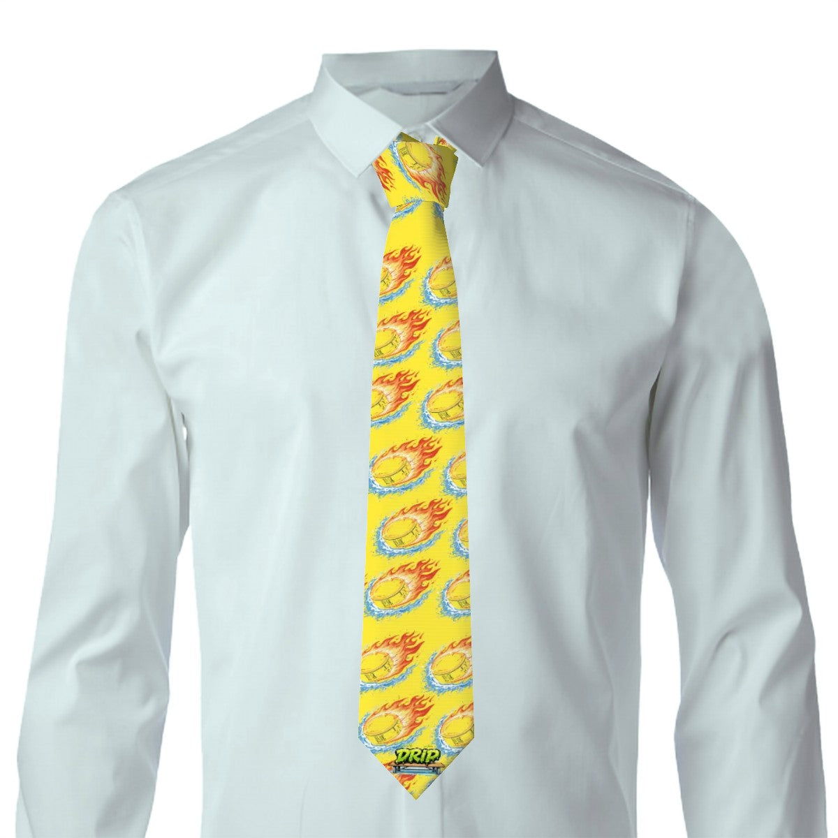 Game Day Tie - Flamin Hockey Pucks Yellow
