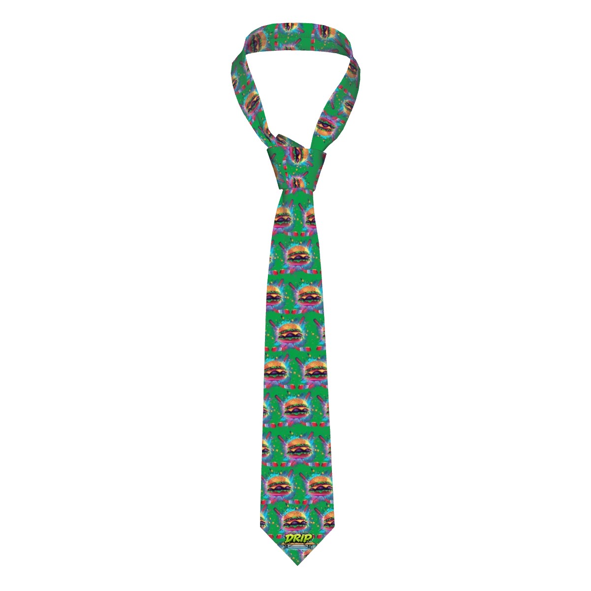 Game Day Tie - Cheeseburger and Hockey Sauce Classic Green