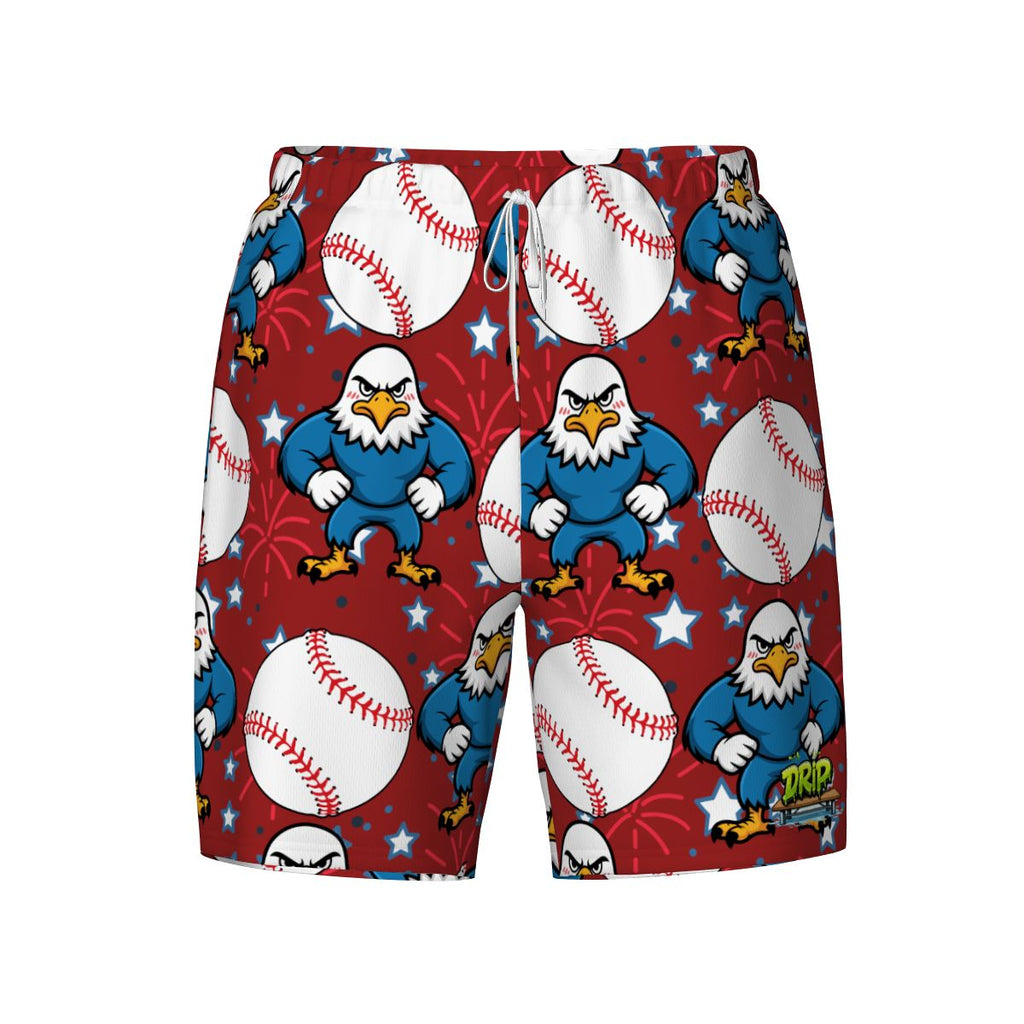 W2W Pro Mesh Hybrid Shorts - Stars and Strikes Classic Red