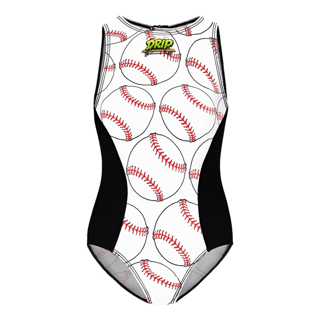 Girls One Piece Swimsuits Classic Baseball White