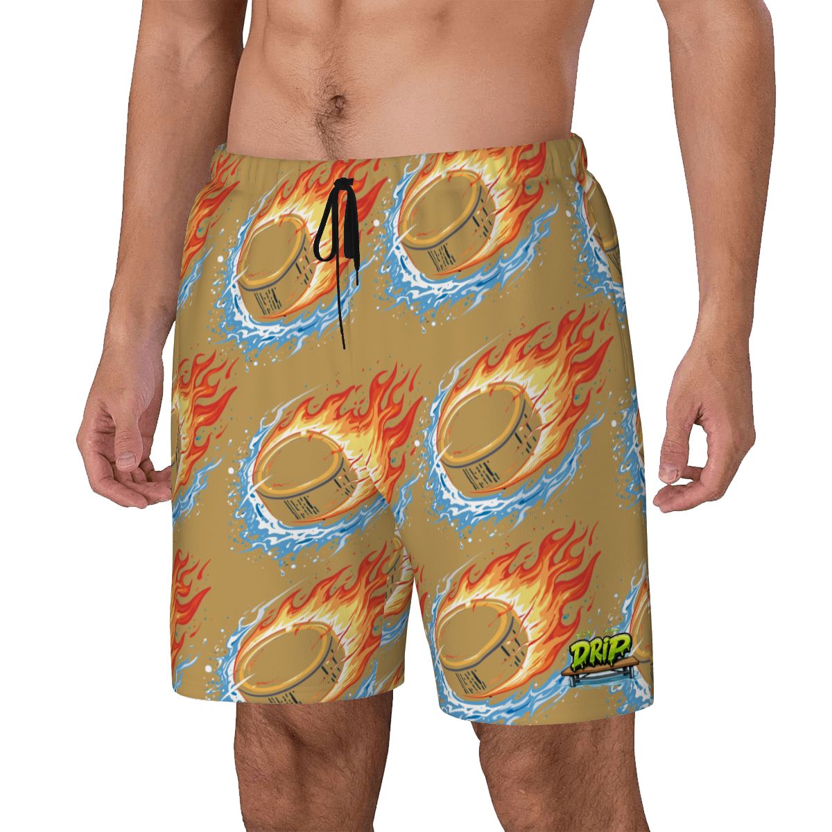 W2W Pro Mesh Hybrid Shorts - Flamin Hockey Pucks Beige