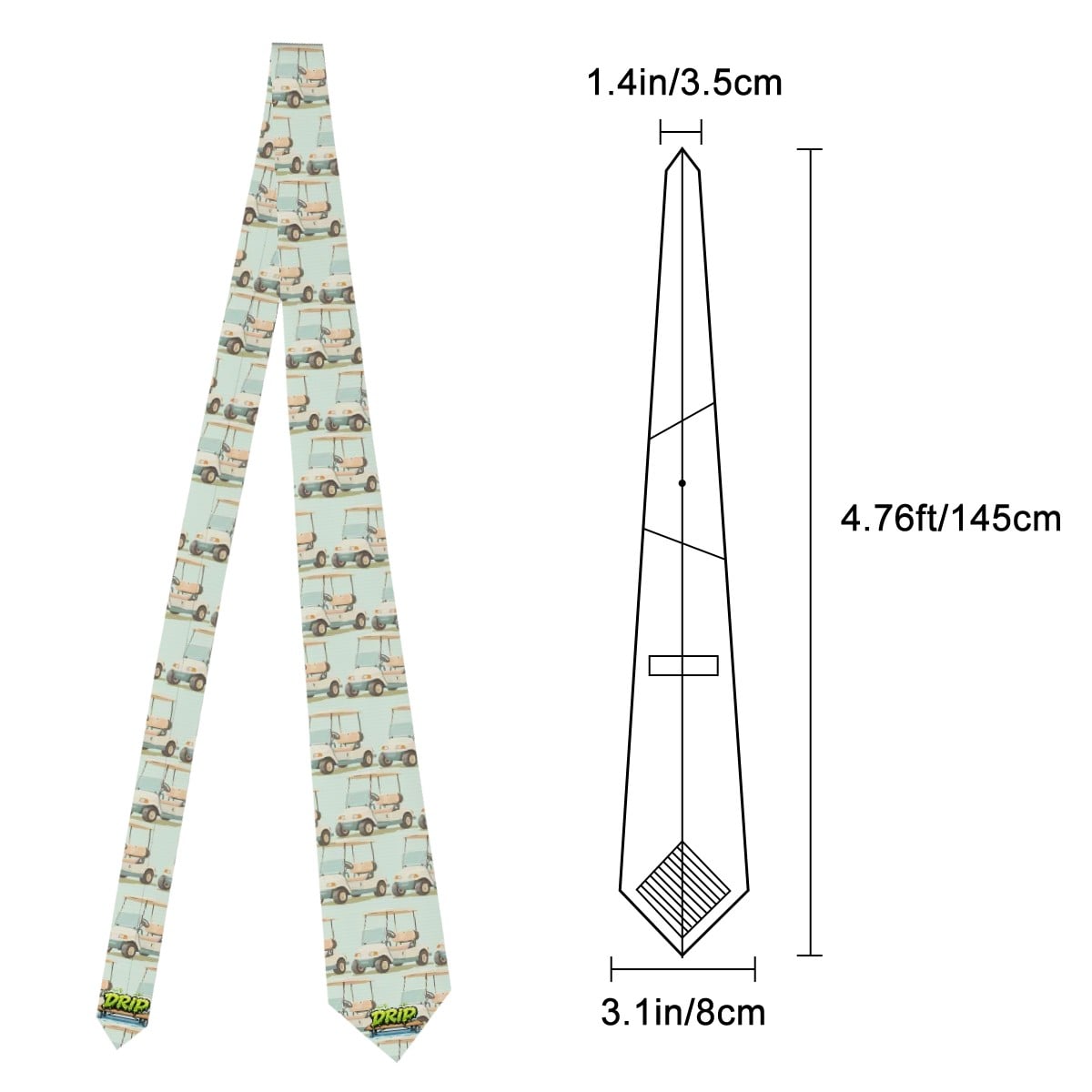 Game Day Tie - Golf Cart Seafoam Green
