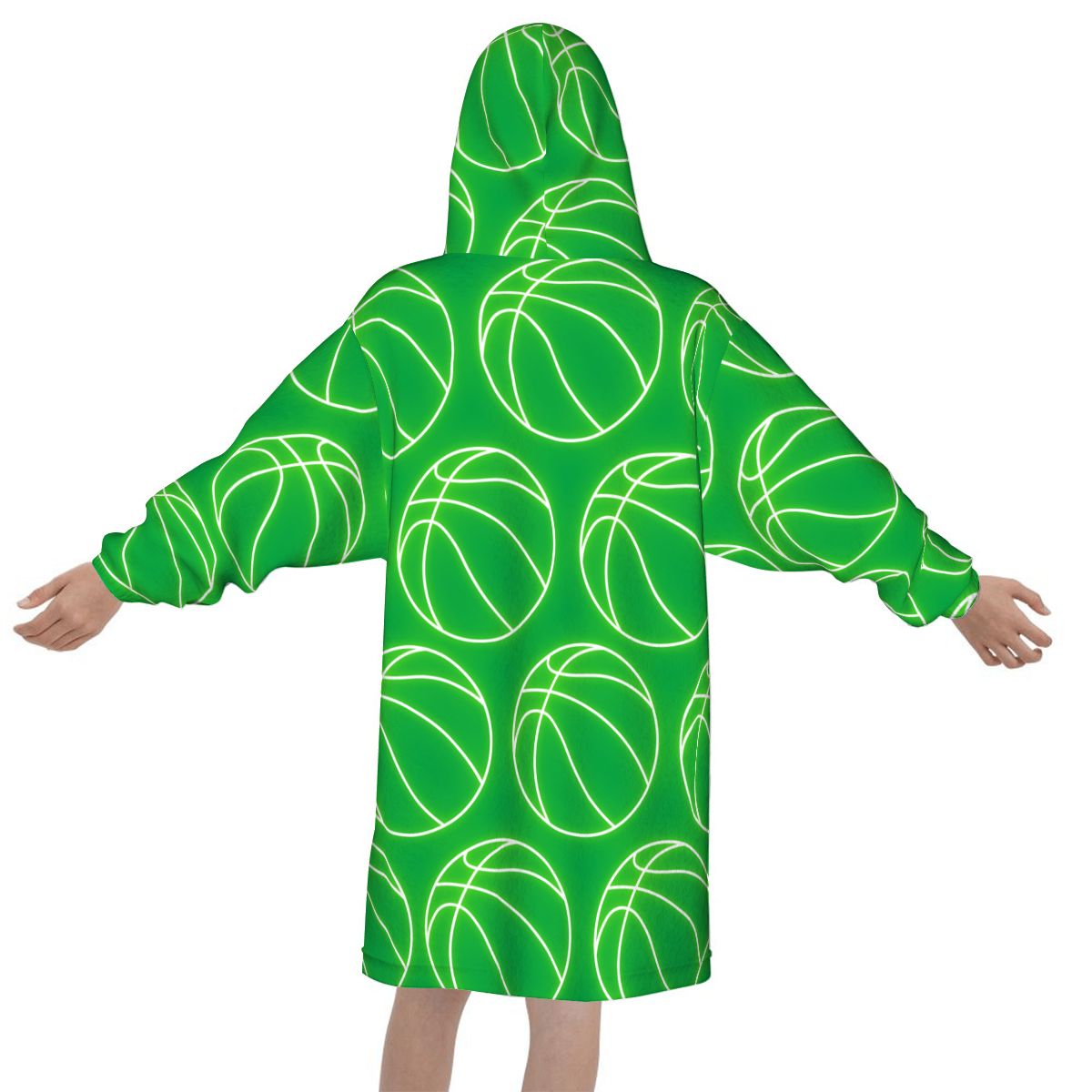 Youth Blanket Sweatshirt - Neon Green Basketballs Classic Green