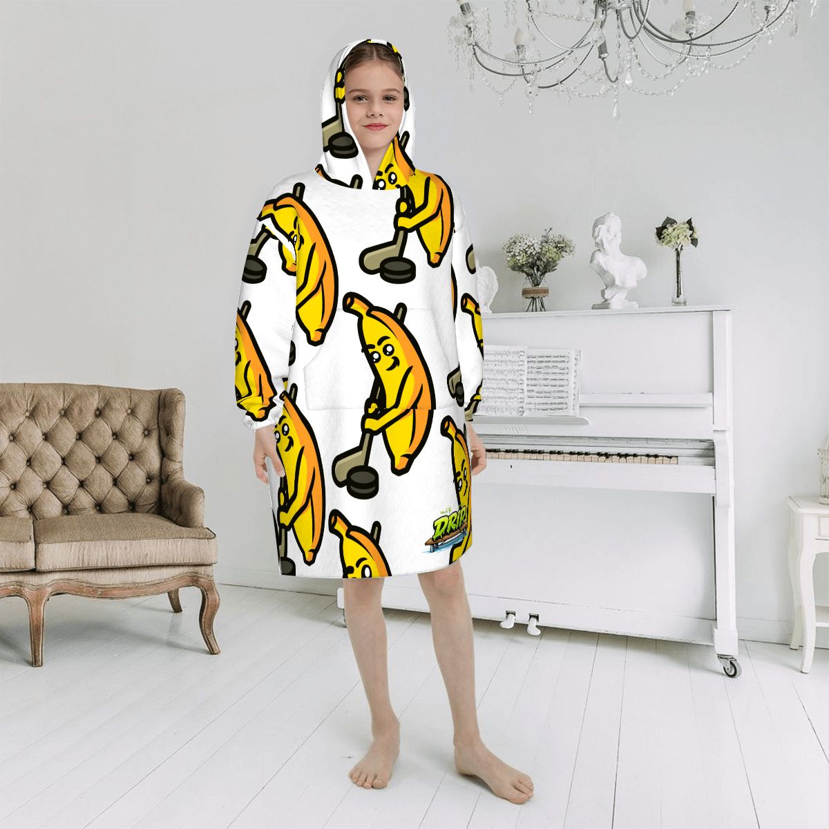 Youth Blanket Sweatshirt - Bananas for Hockey White