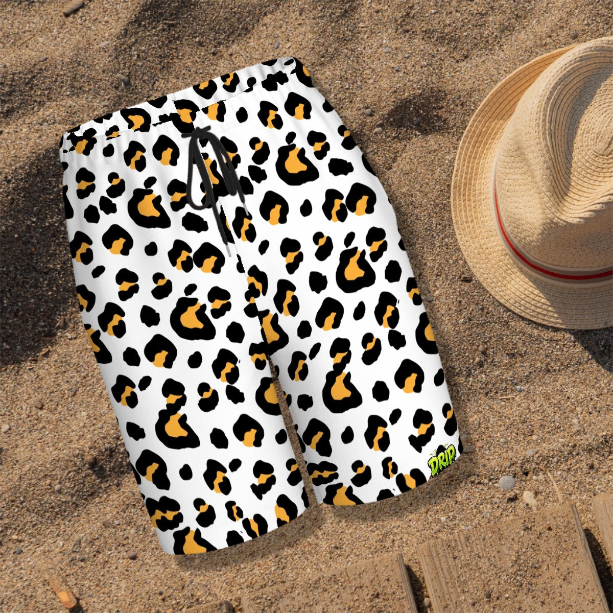 Youth Swim Shorts - Drip Bench Leopard White