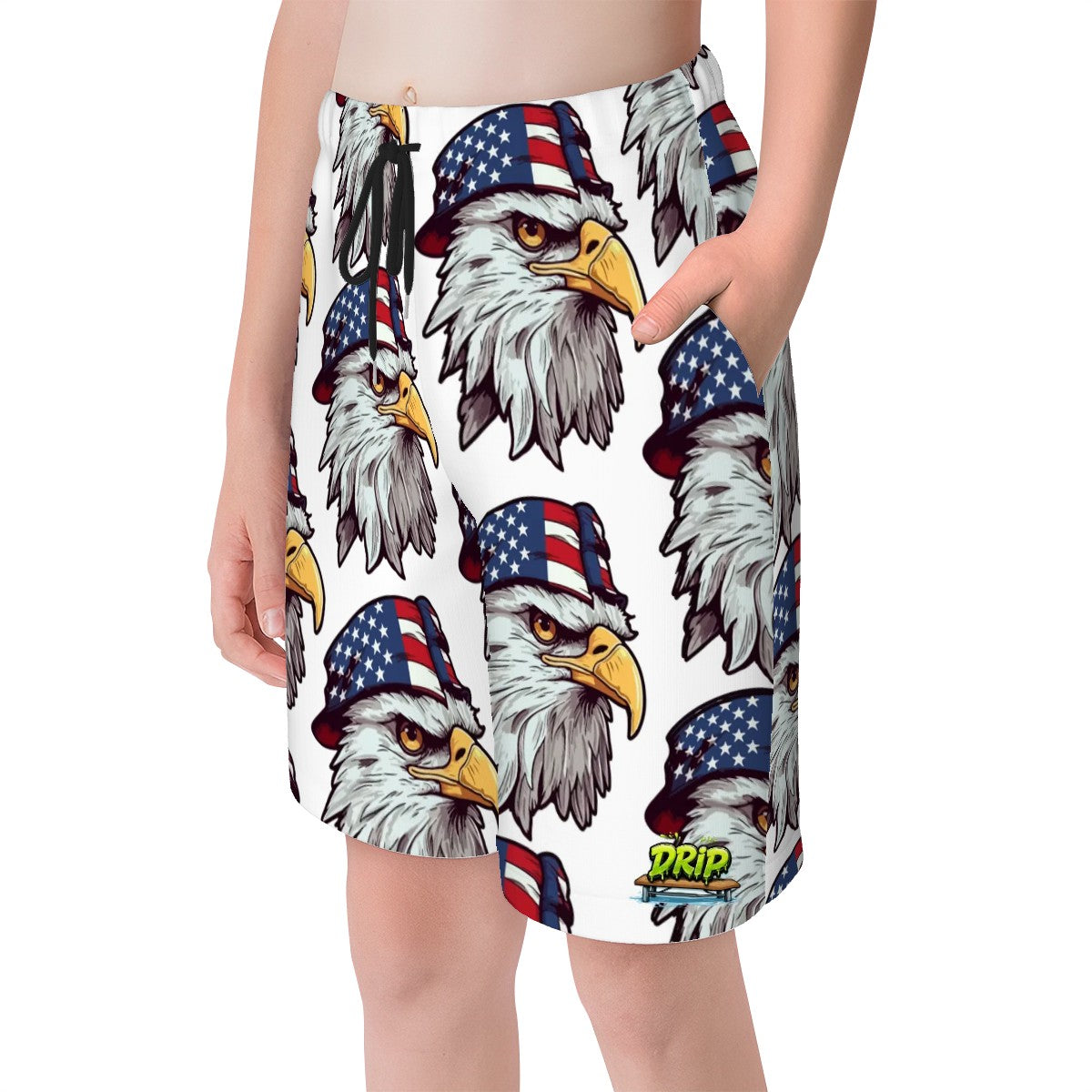 Youth Swim Shorts - Eagles Fly White