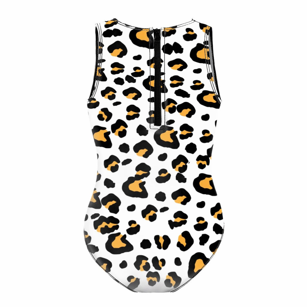 Girls One Piece Swimsuits - Drip Bench Leopard White