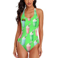 Cross-Back One Piece Swimsuit Women - Ice Cream Lacrosse Hot Green