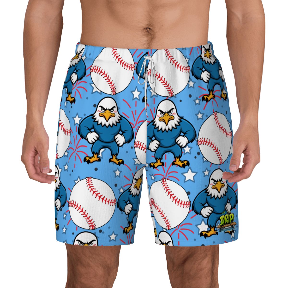 W2W Pro Mesh Hybrid Shorts - Stars and Strikes Sky Blue