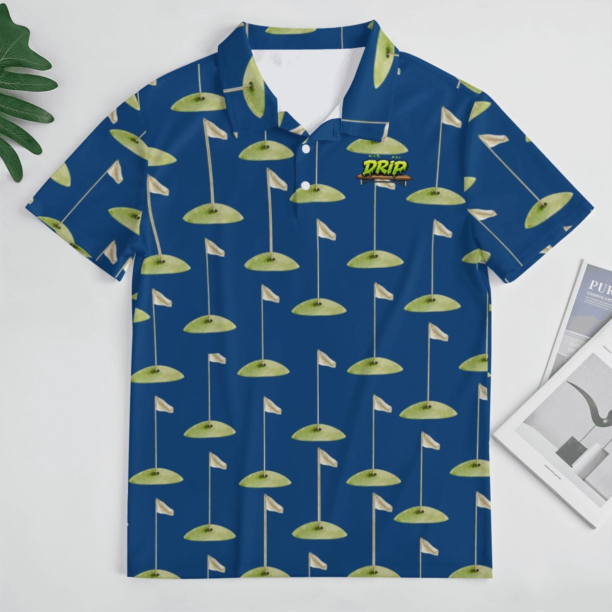 Uncle Golf Shirt - Hole Flag Sketch Navy
