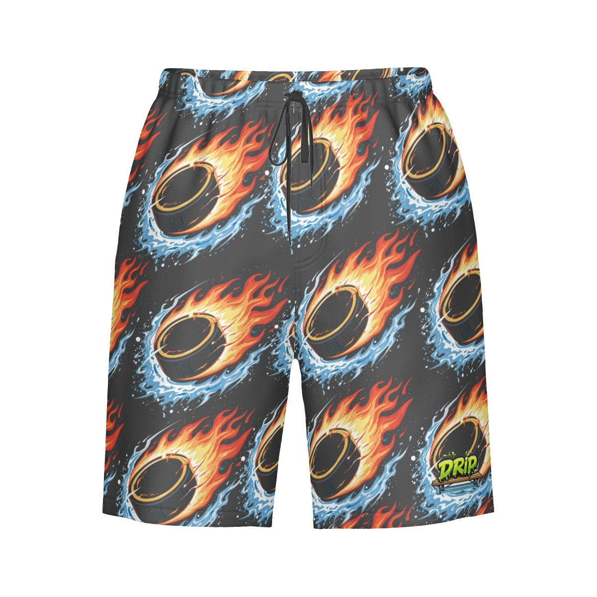 Men/Teen Swim Shorts - Flamin Hockey Pucks Charcoal