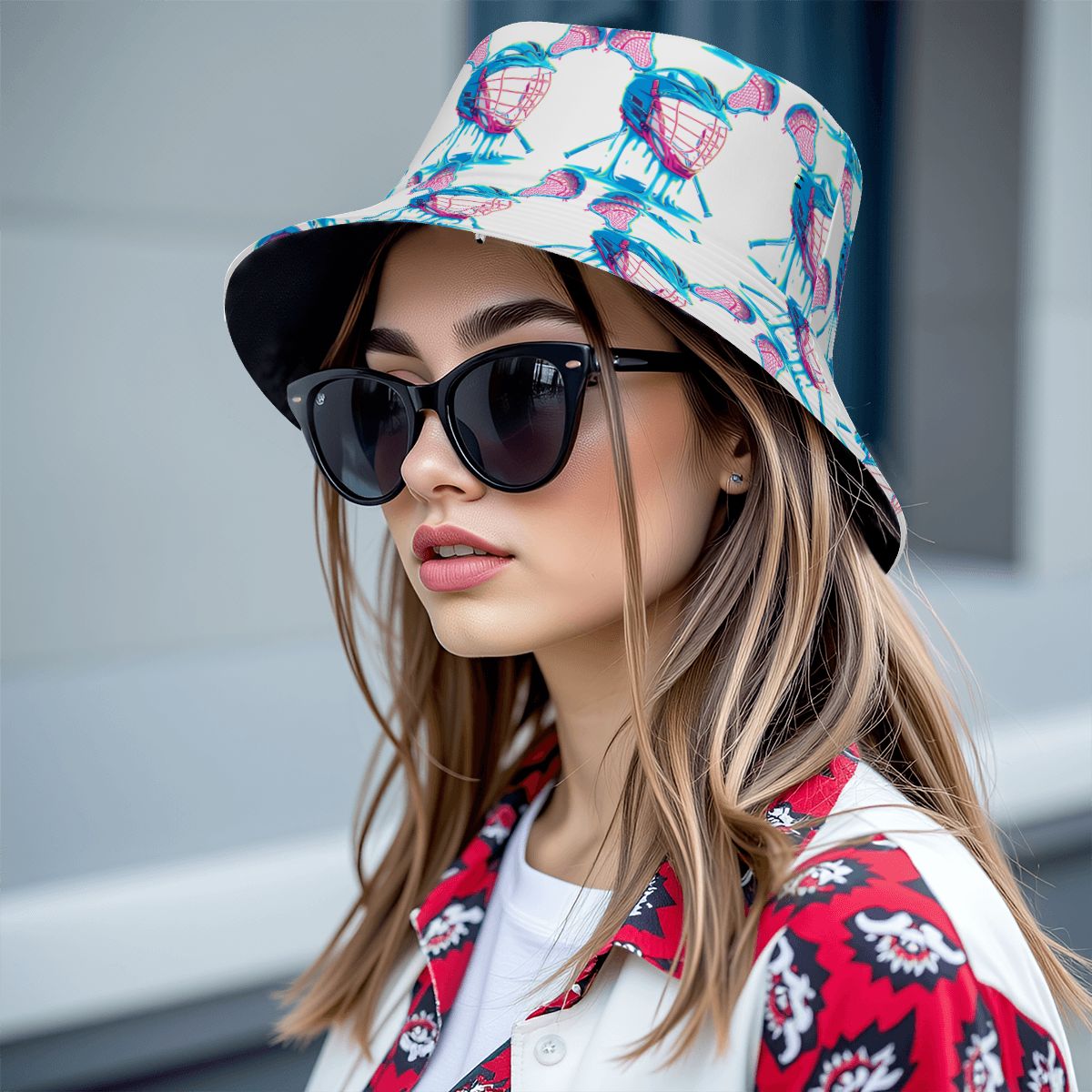 Drip Bucket Hat - Lacrosse Helmet Sticks White
