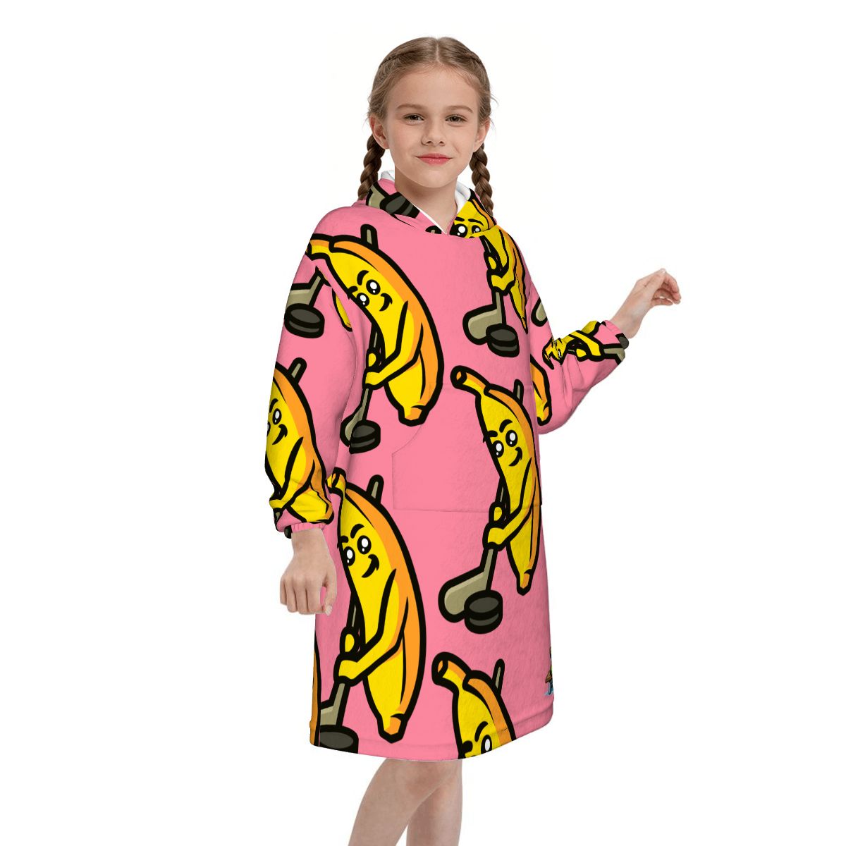 Youth Blanket Sweatshirt - Bananas for Hockey Pink