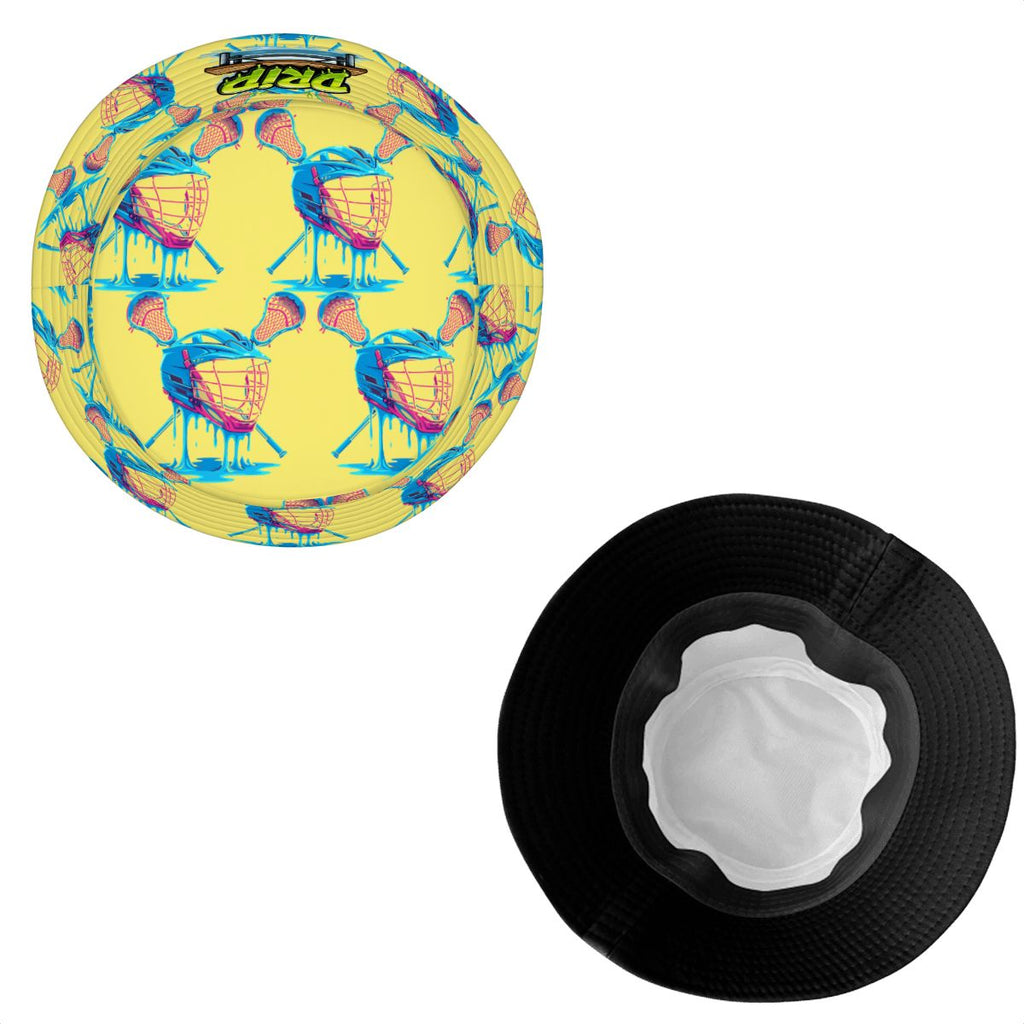 Drip Bucket Hat - Lacrosse Helmet Sticks Yellow