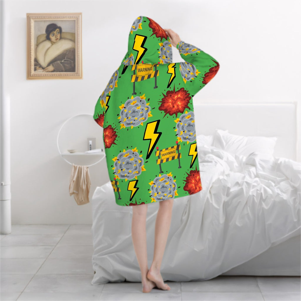 Adult Blanket Sweatshirt - I Come With a Warning Label Green