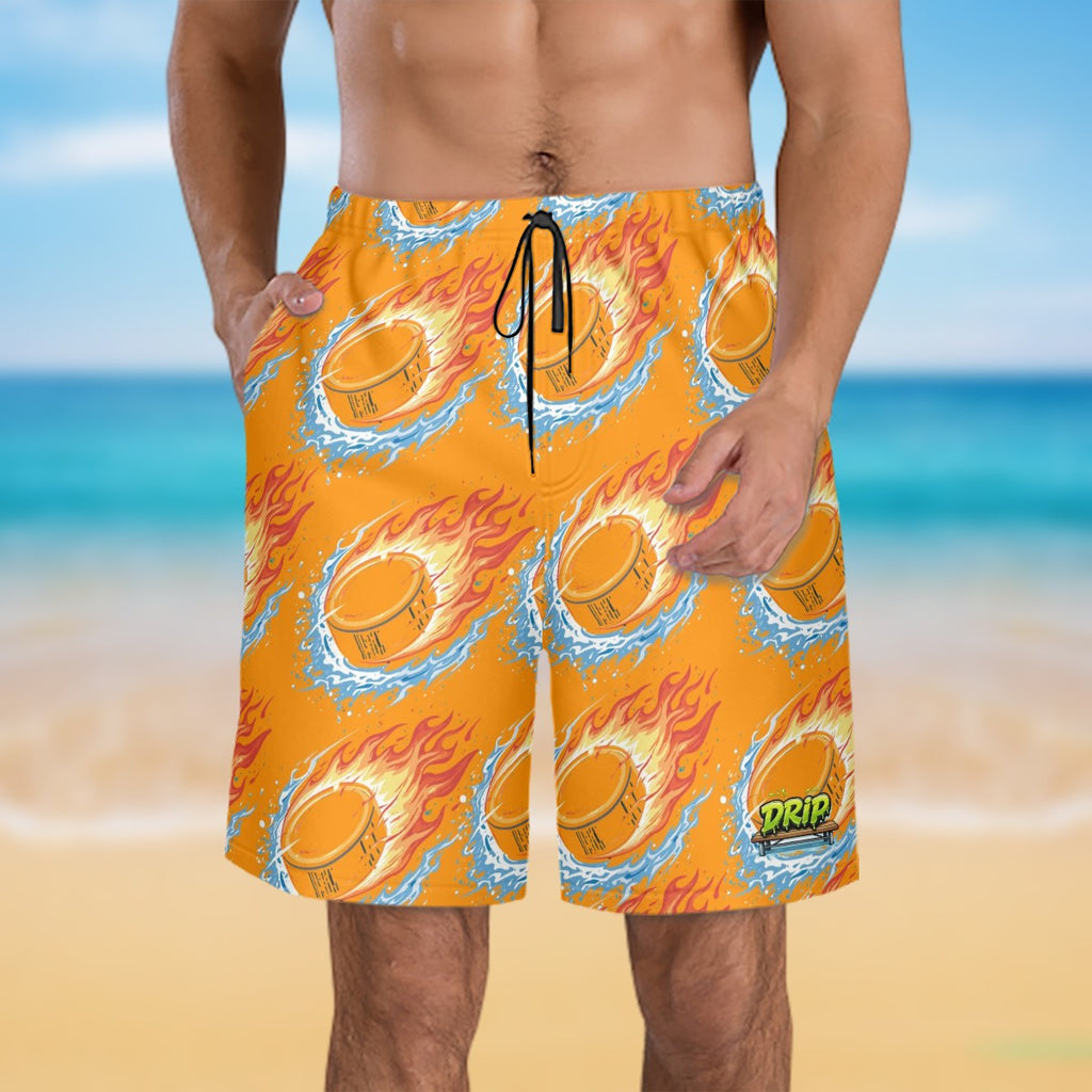 What to Workout Hybrid Shorts - Flamin Hockey Pucks Orange