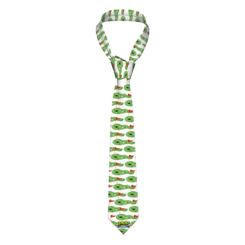 Game Day Tie - Golf Hole and Flag White
