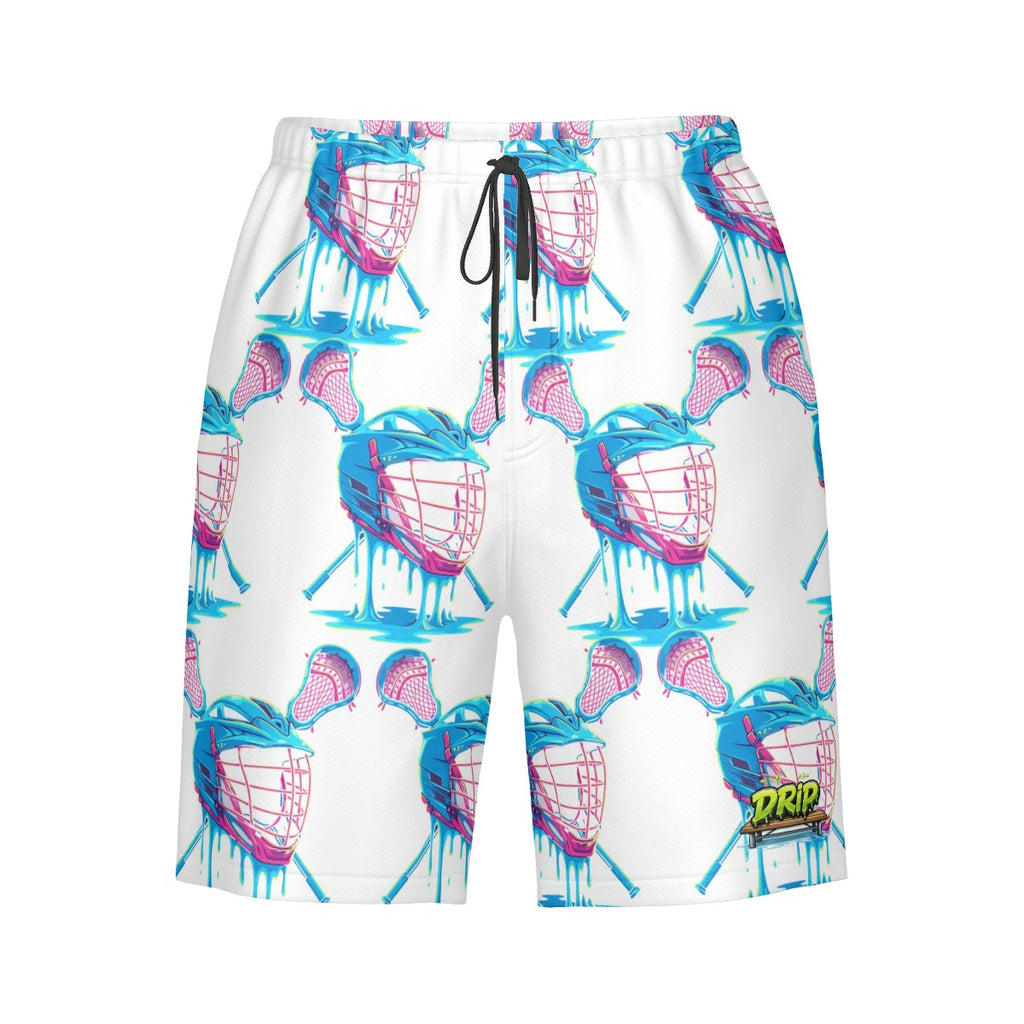 Men/Teen Swim Shorts - Lacrosse Helmet Sticks White