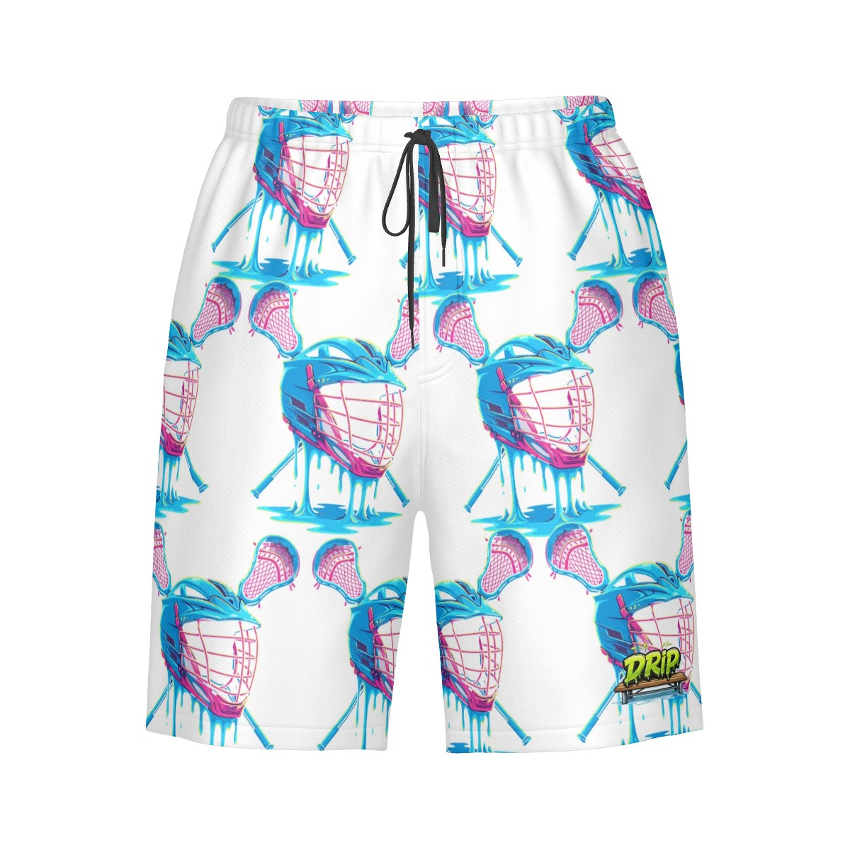 Men/Teen Swim Shorts - Lacrosse Helmet Sticks White