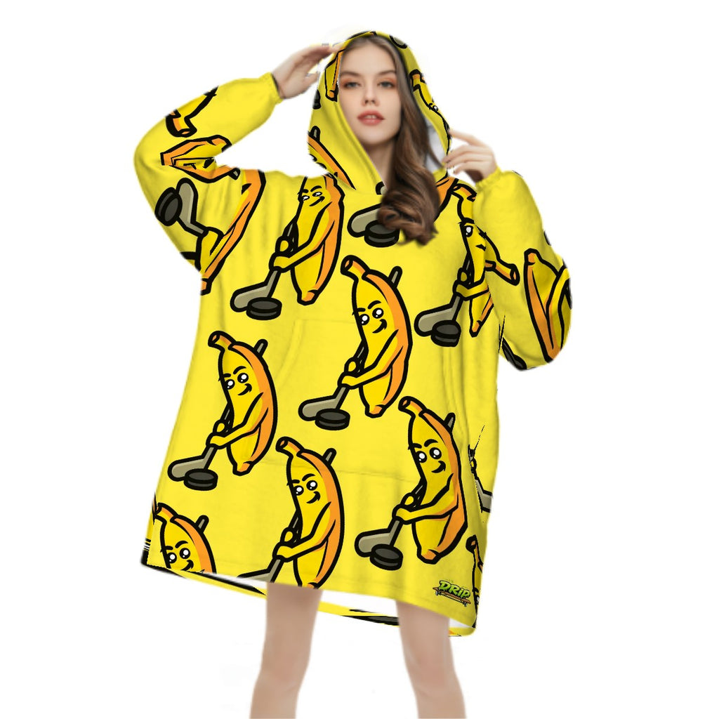Adult Blanket Sweatshirt - Bananas for Hockey Yellow