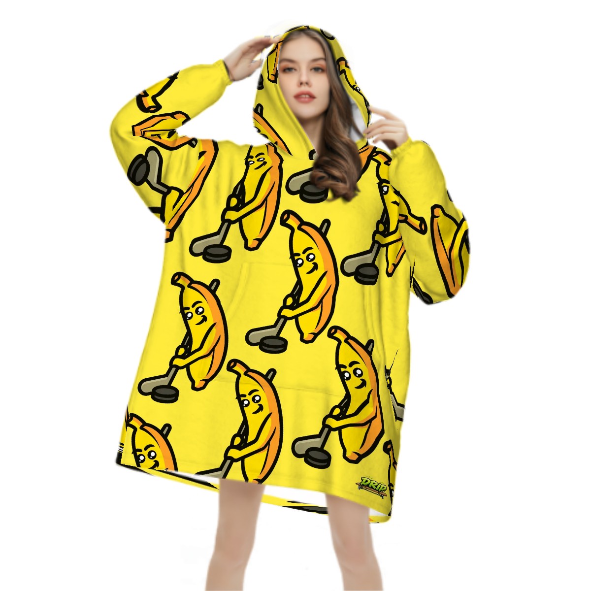 Adult Blanket Sweatshirt - Bananas for Hockey Yellow