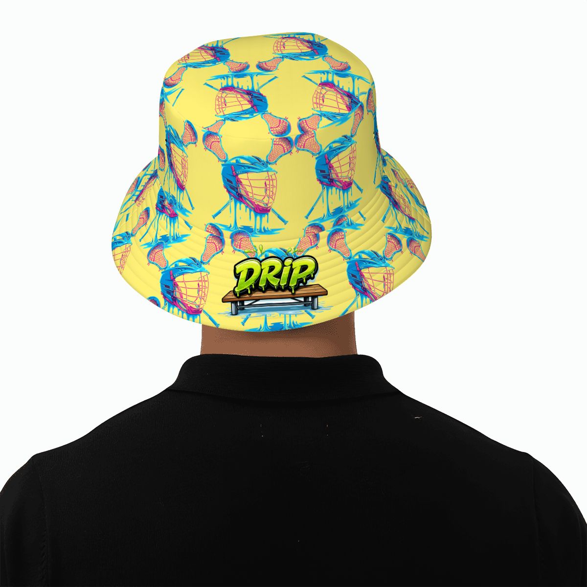 Drip Bucket Hat - Lacrosse Helmet Sticks Yellow