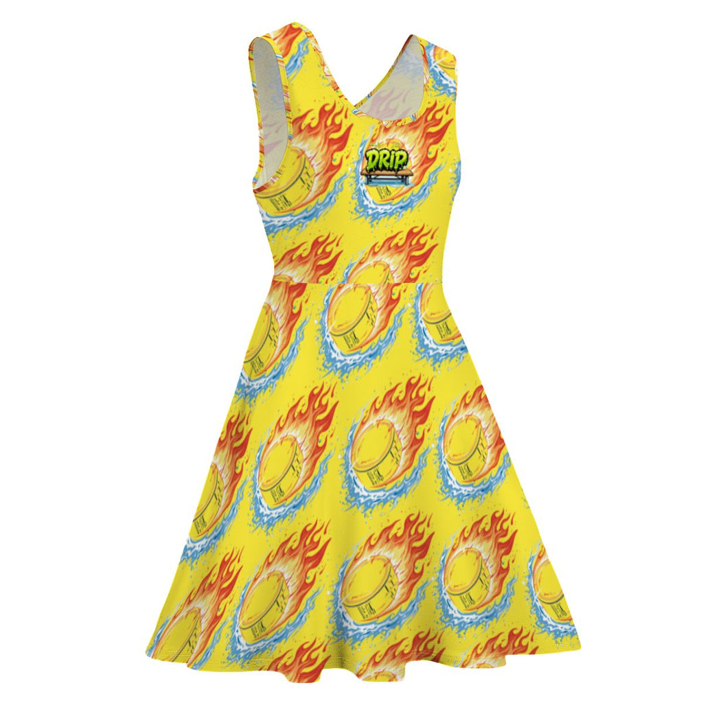Women's Game Day Dress - Flamin Hockey Pucks Yellow
